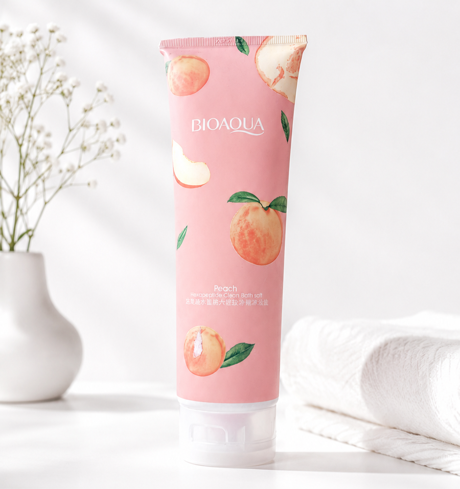 نمک بدن هلو بیوآکوا (BIOAQUA Peach Bath Salt) نرم‌کننده و لایه‌بردار ملایم
